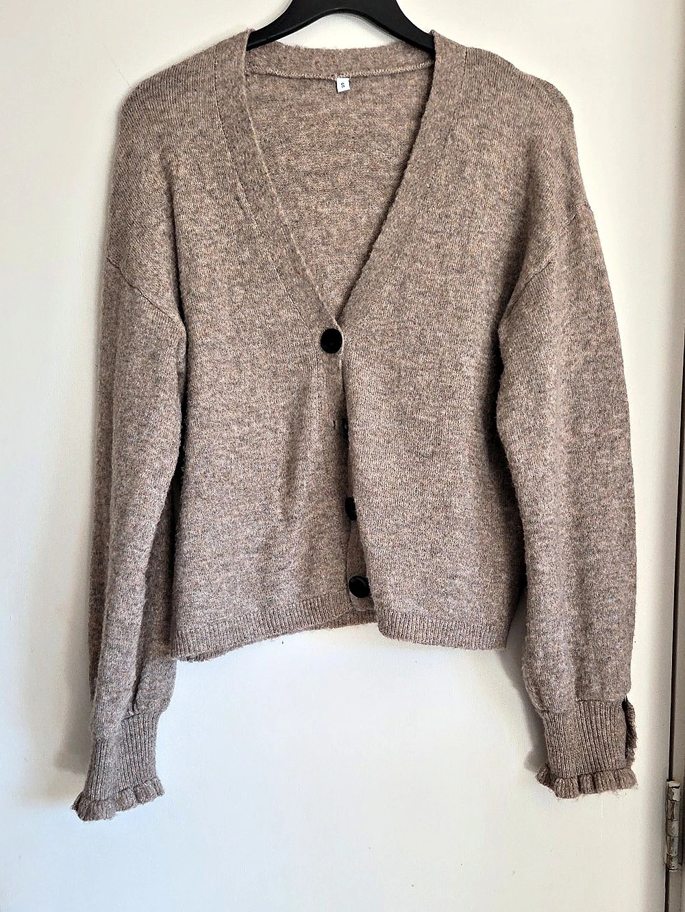 Button Front Cardigan in Brown Size Small